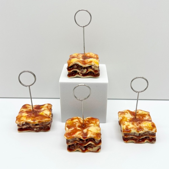 Lasagna Place Card Holders – Set of 4 | Handmade Clay Holiday Table Decor - Picture 13 of 16